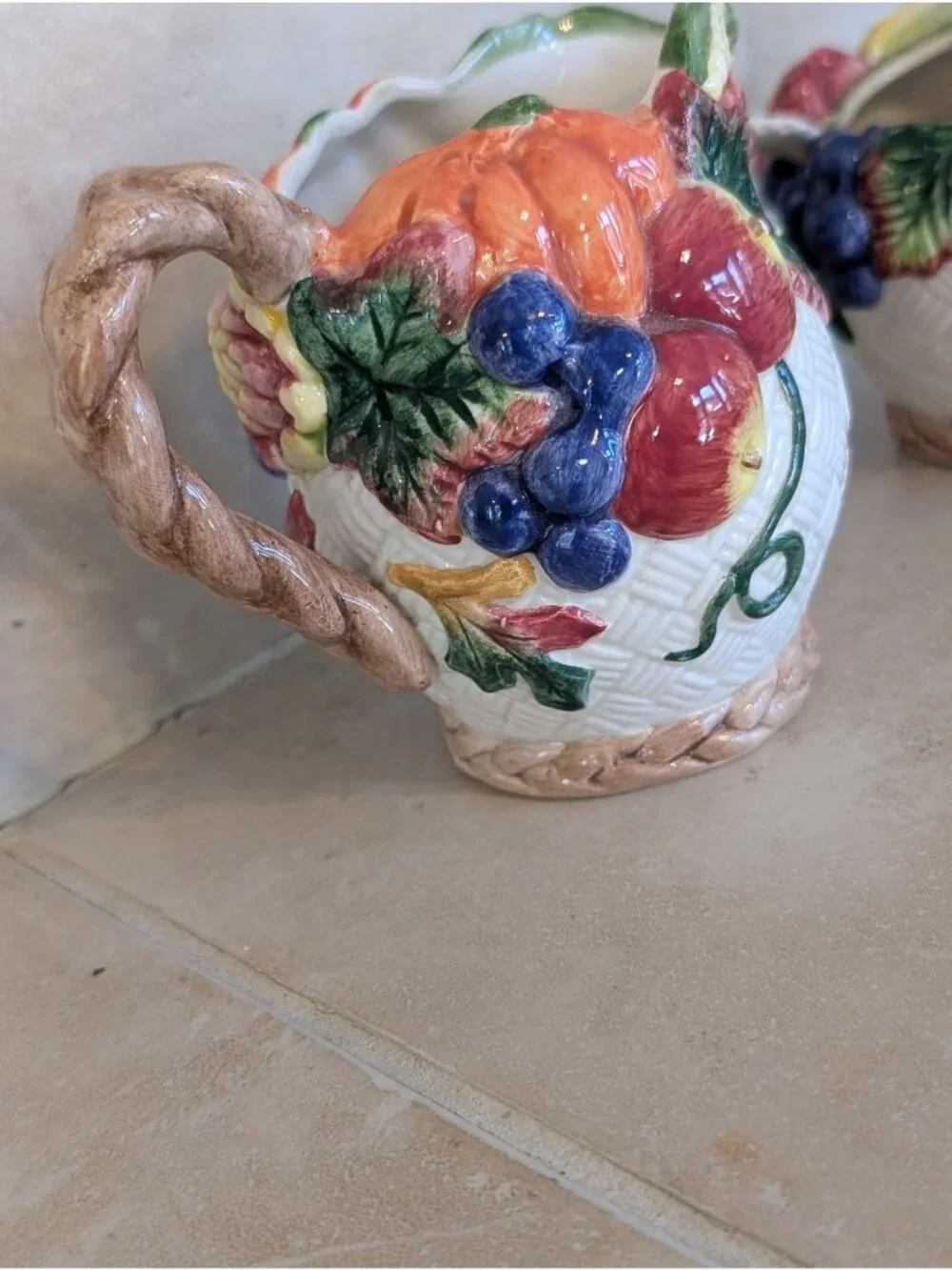 Vintage Fitz and Floyd Ceramic Cream and Sugar Set Golden Harvest Pattern